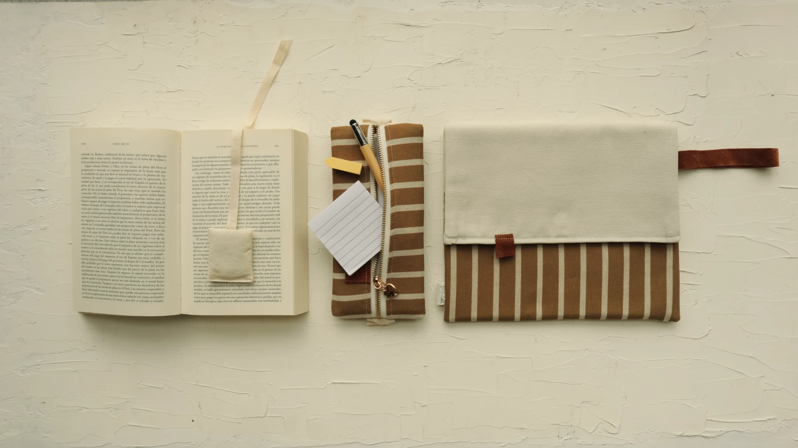 Bolso de Tela para Libros Mediterráneo artesanal en lona natural